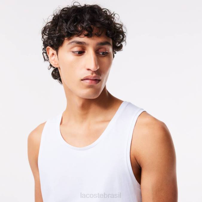 Lacoste homens top de algodão pacote com 3 branco P2PX1360 roupas