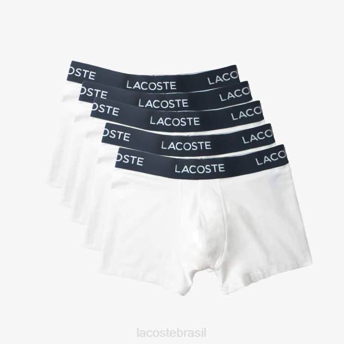 Lacoste homens Calções de algodão elástico, pack de 5 branco P2PX1413 roupas