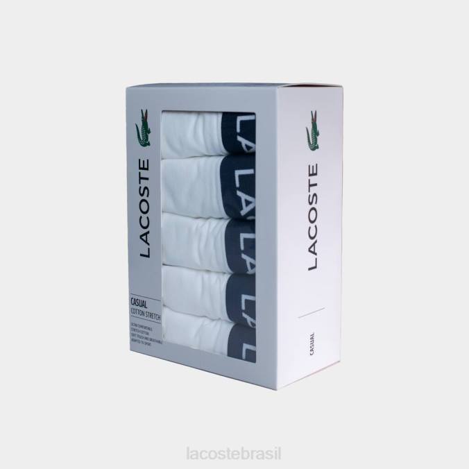 Lacoste homens Calções de algodão elástico, pack de 5 branco P2PX1413 roupas