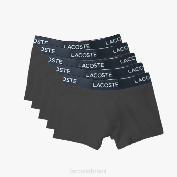 Lacoste homens Calções de algodão elástico, pack de 5 cinza P2PX1414 roupas