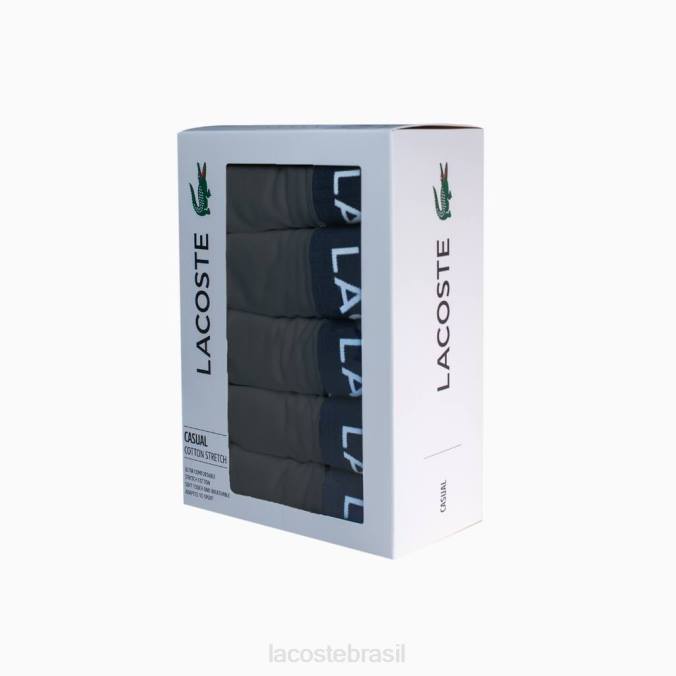 Lacoste homens Calções de algodão elástico, pack de 5 cinza P2PX1414 roupas