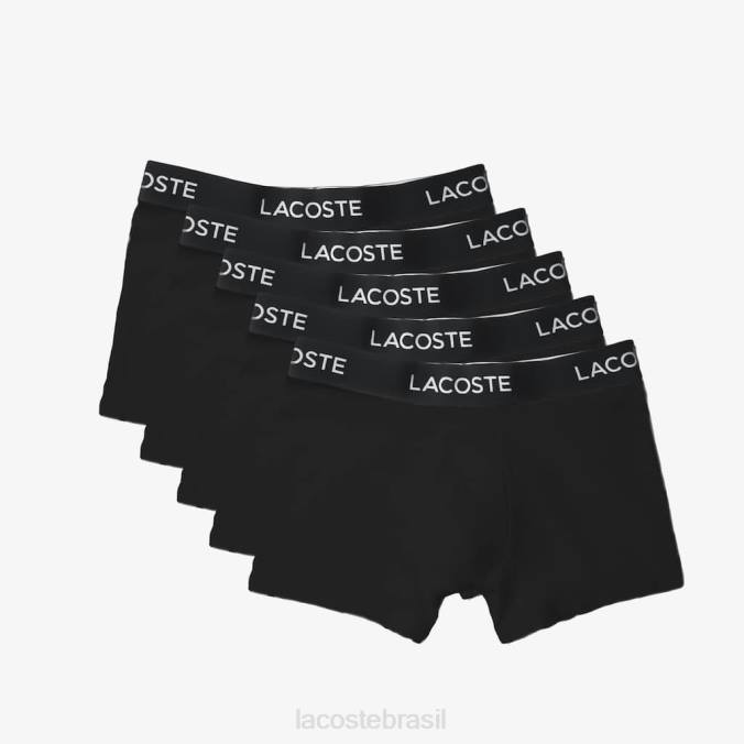 Lacoste homens Calções de algodão elástico, pack de 5 preto P2PX1412 roupas