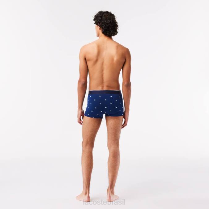 Lacoste homens Calção boxer casual exclusivo com 3 unidades azul marinho/cinza chine/vermelho P2PX1327 roupas