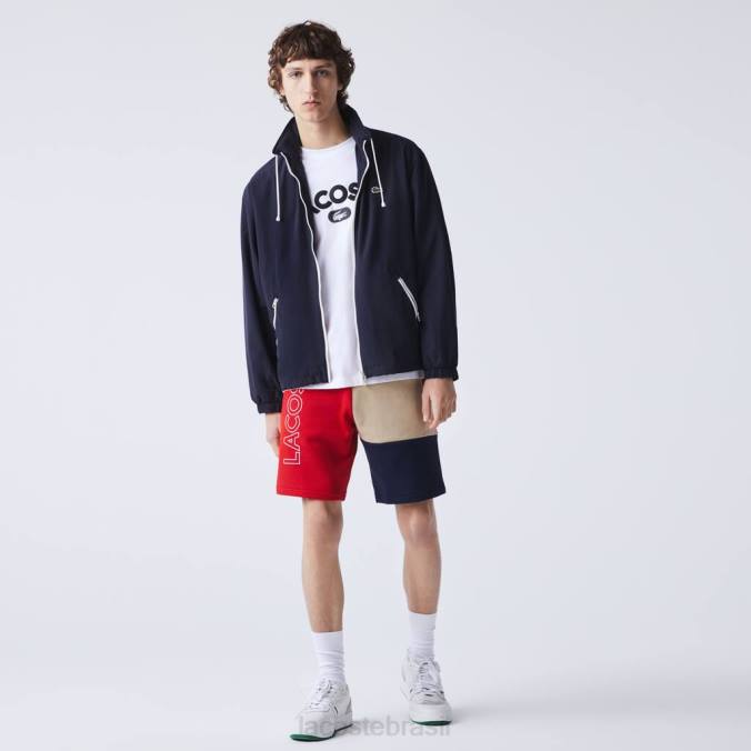 Lacoste homens bermuda de lã colorblock com letras vermelho/bege/azul marinho P2PX1558 roupas