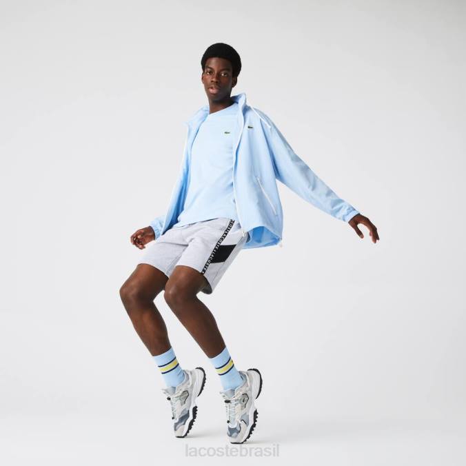 Lacoste homens bermuda de lã com faixas com letras chine cinza/branco/preto P2PX1603 roupas