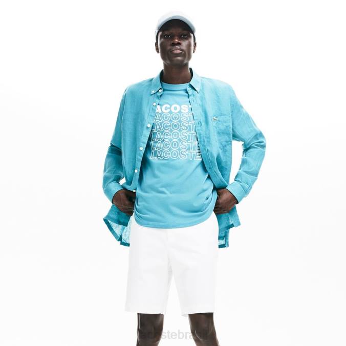 Lacoste homens bermuda regular fit em gabardine de algodão branco P2PX1618 roupas