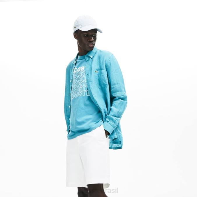 Lacoste homens bermuda regular fit em gabardine de algodão branco P2PX1618 roupas