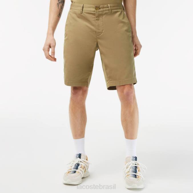 Lacoste homens bermuda slim fit de algodão stretch bege P2PX431 roupas