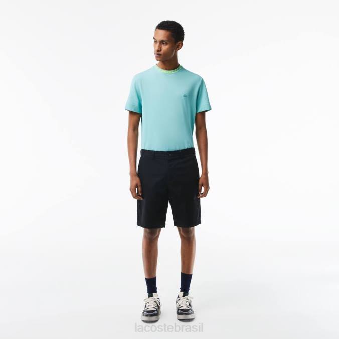 Lacoste homens bermudas elásticas de algodão orgânico com ajuste regular preto P2PX435 roupas
