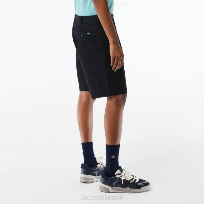 Lacoste homens bermudas elásticas de algodão orgânico com ajuste regular preto P2PX435 roupas