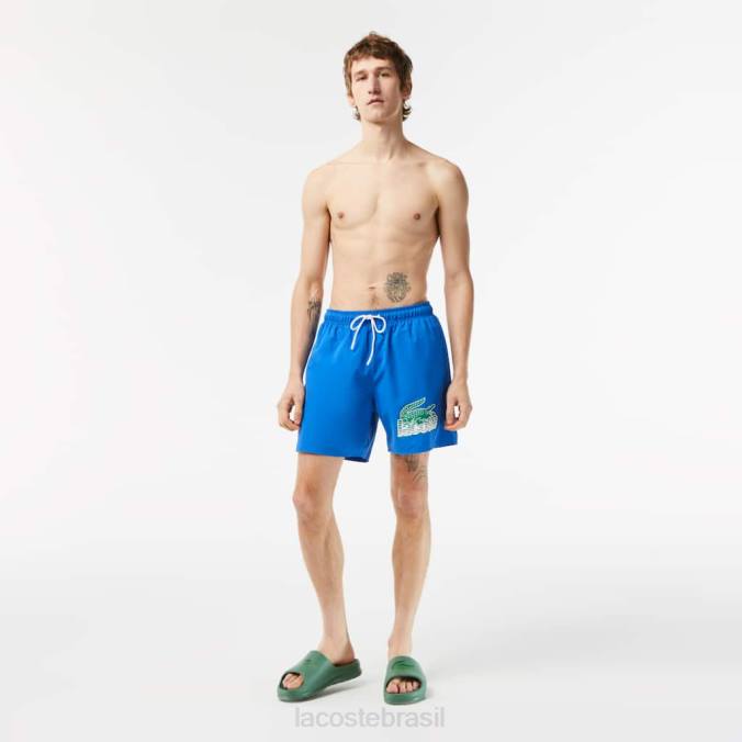 Lacoste homens calção de banho de secagem rápida com bolsa de viagem azul P2PX518 roupas