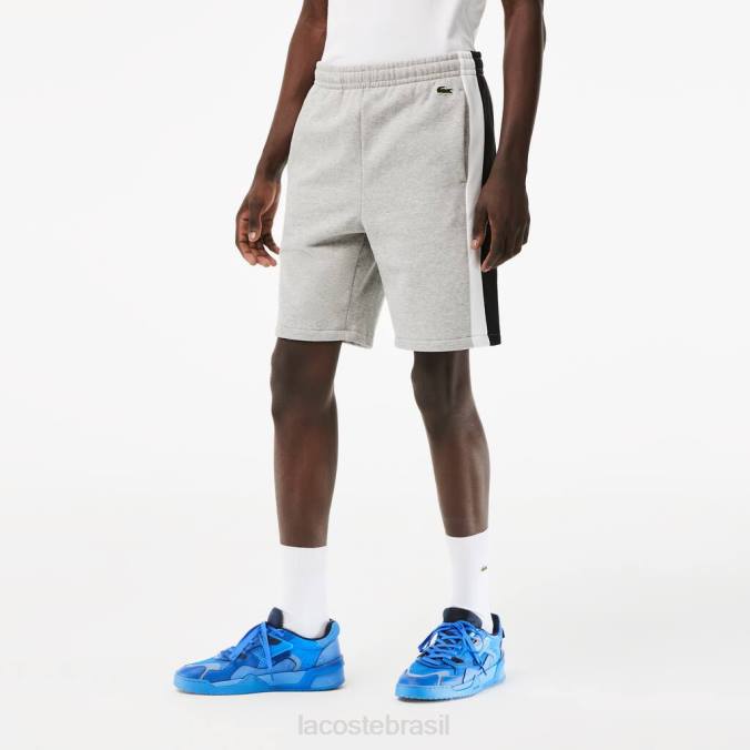 Lacoste homens shorts colorblock de lã escovada chine cinza/preto/branco P2PX455 roupas