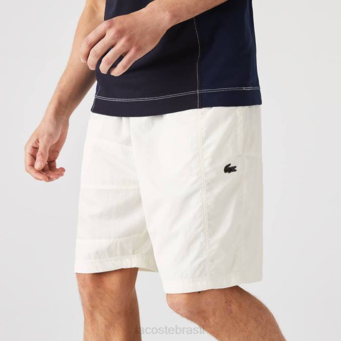 Lacoste homens shorts com efeito patchwork color block branco P2PX1501 roupas