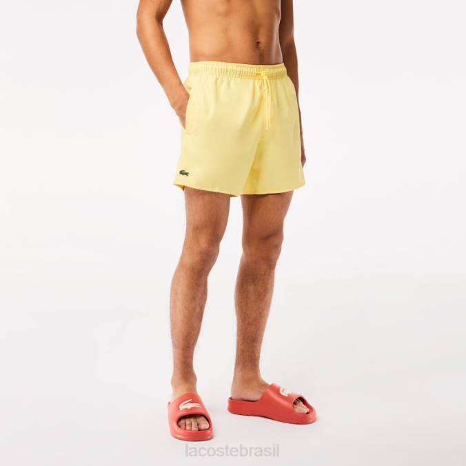Lacoste homens shorts de banho leves de secagem rápida amarelo verde P2PX539 roupas