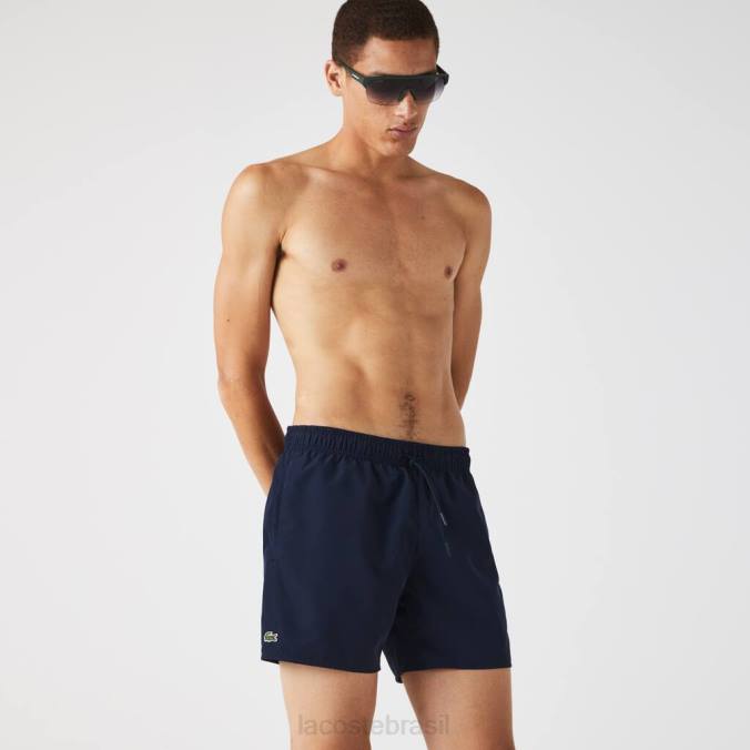 Lacoste homens shorts de banho leves de secagem rápida azul marinho/preto P2PX541 roupas