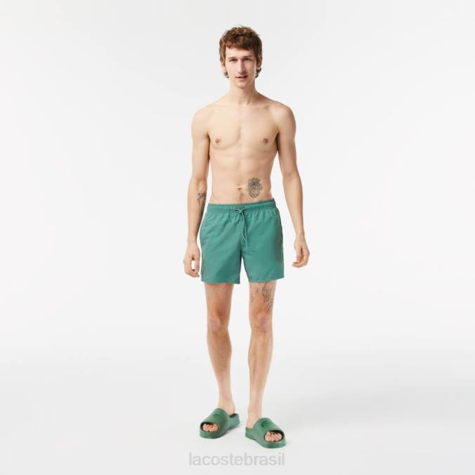Lacoste homens shorts de banho leves de secagem rápida verde cáqui/verde P2PX546 roupas