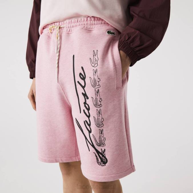 Lacoste homens shorts de lã de algodão com estampa exclusiva rosa P2PX1436 roupas
