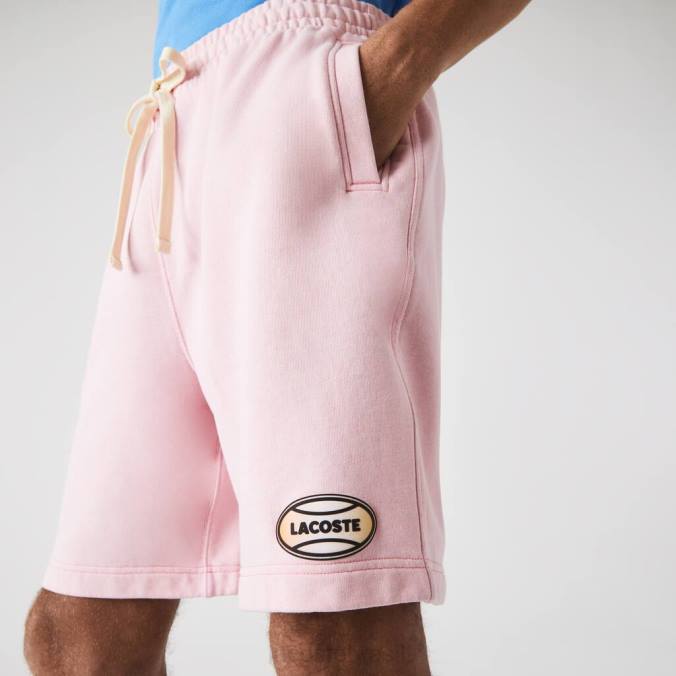 Lacoste homens shorts de lã de algodão com manchas vivas rosa P2PX1611 roupas