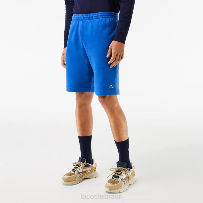 Lacoste homens shorts de lã de algodão escovado orgânico azul P2PX449 roupas