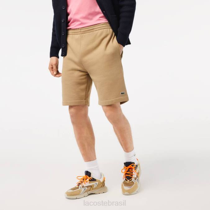Lacoste homens shorts de lã de algodão escovado orgânico bege P2PX414 roupas