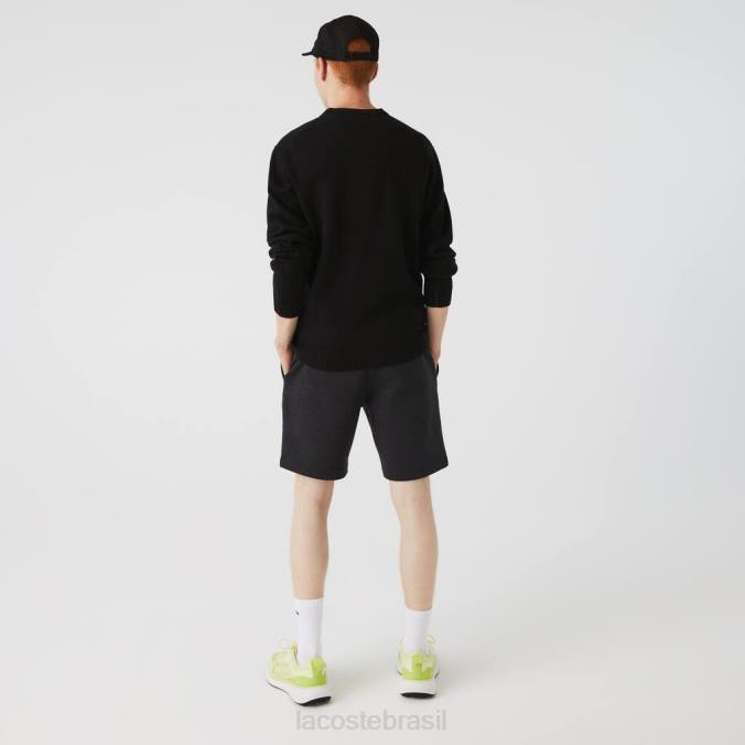 Lacoste homens shorts de lã de algodão escovado orgânico cinza P2PX1597 roupas