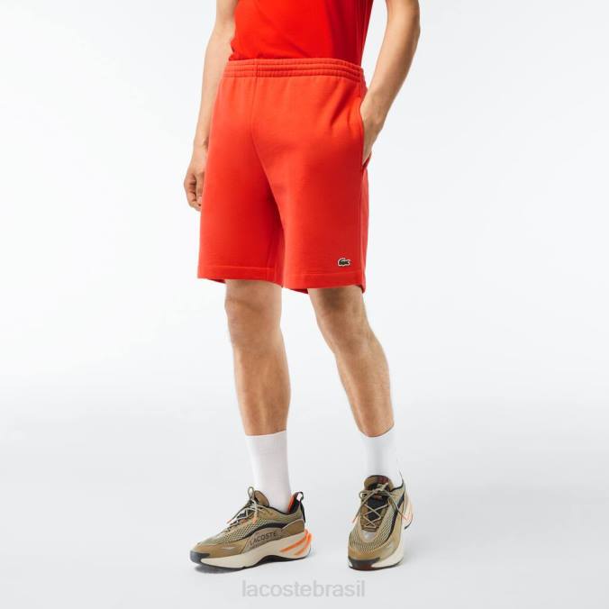 Lacoste homens shorts de lã de algodão escovado orgânico laranja P2PX453 roupas