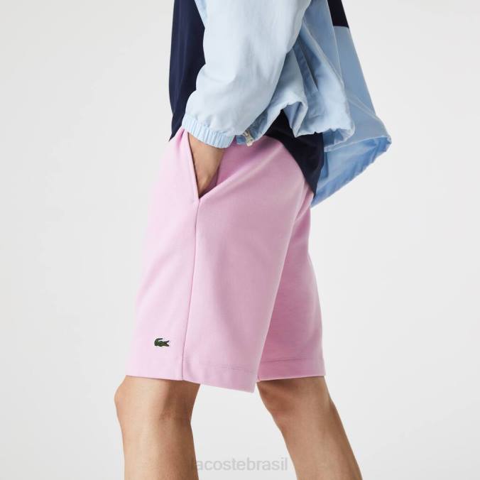 Lacoste homens shorts de lã de algodão escovado orgânico rosa P2PX1576 roupas