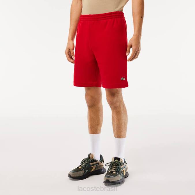 Lacoste homens shorts de lã de algodão escovado orgânico vermelho P2PX1373 roupas