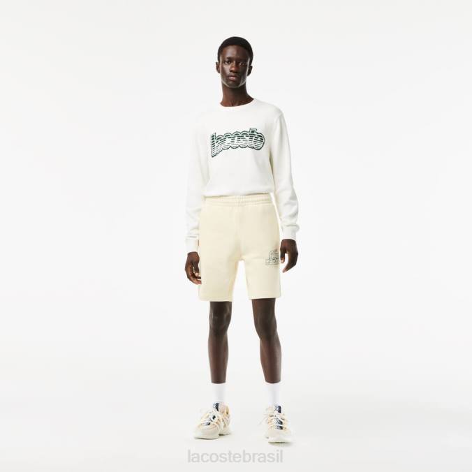 Lacoste homens shorts de lã de algodão orgânico não escovado branco P2PX486 roupas