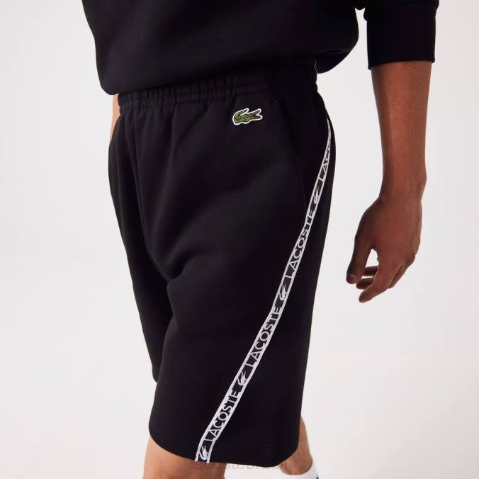 Lacoste homens shorts de lã escovada com faixas estampadas preto P2PX1497 roupas