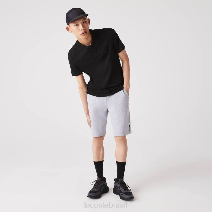 Lacoste homens shorts de mistura de algodão elástico chino cinza P2PX1391 roupas