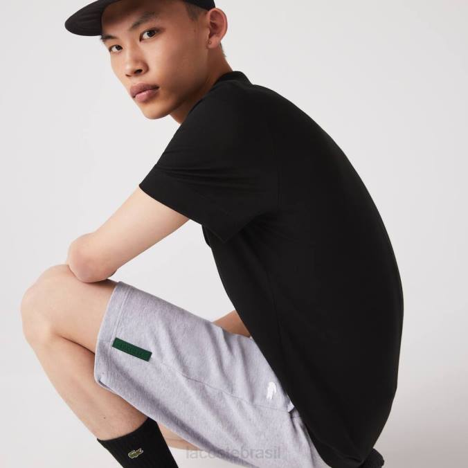 Lacoste homens shorts de mistura de algodão elástico chino cinza P2PX1391 roupas