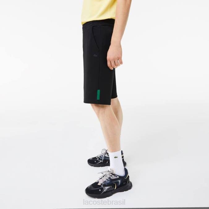 Lacoste homens shorts de mistura de algodão elástico preto P2PX1390 roupas