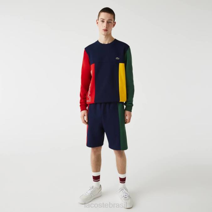 Lacoste homens shorts de mistura de lã de algodão de marca azul marinho/vermelho/verde P2PX1515 roupas