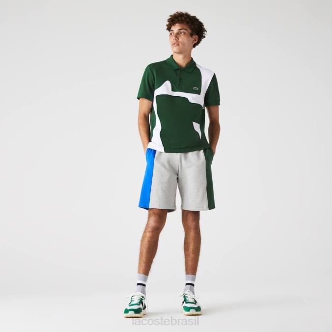 Lacoste homens shorts de mistura de lã de algodão de marca chine cinza/azul/verde P2PX1514 roupas
