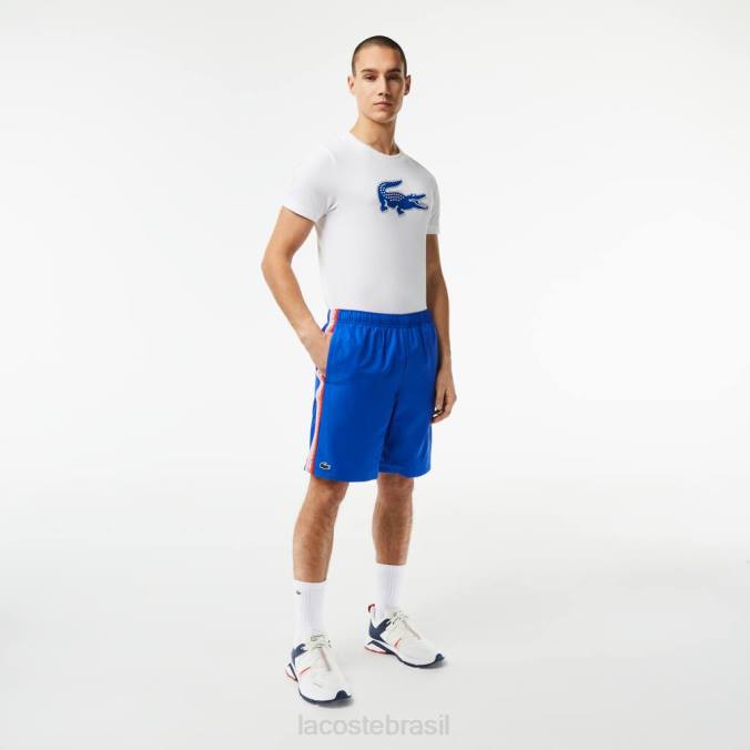 Lacoste homens shorts de tênis de poliéster reciclado azul P2PX18 roupas