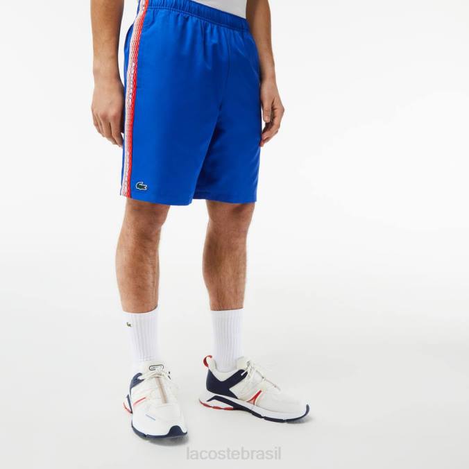Lacoste homens shorts de tênis de poliéster reciclado azul P2PX18 roupas