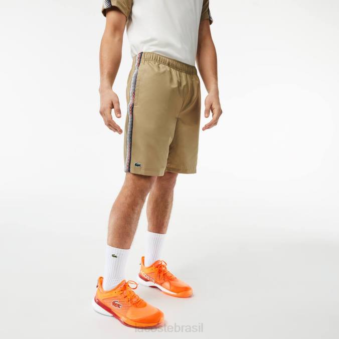 Lacoste homens shorts de tênis de poliéster reciclado bege P2PX16 roupas