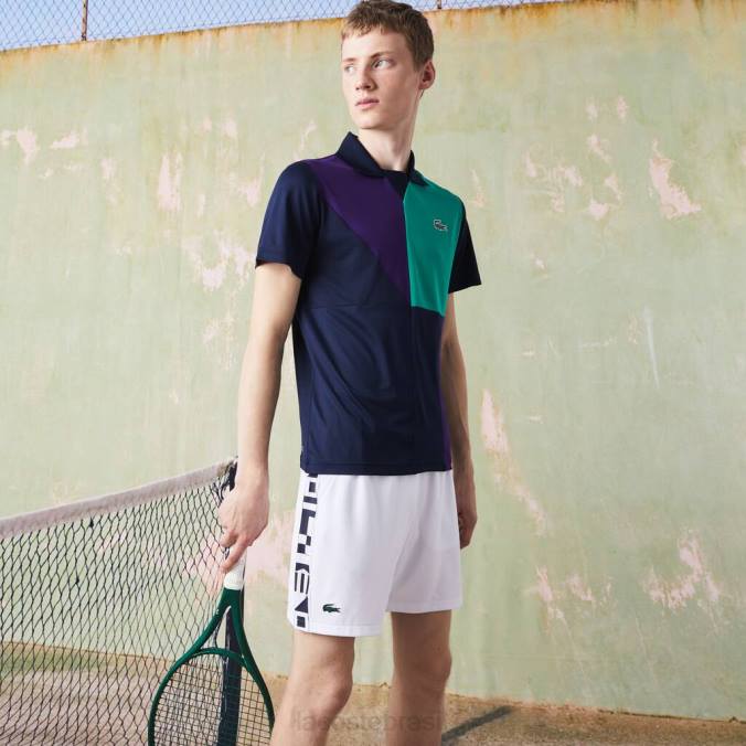 Lacoste homens shorts de tênis esportivo com estampa contrastante branco P2PX1536 roupas