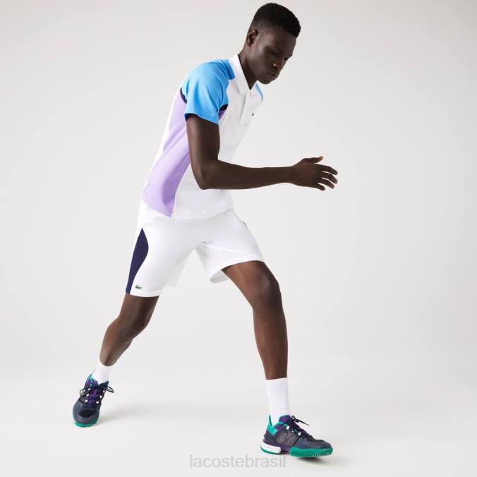 Lacoste homens shorts de tênis esportivos com ajuste regular e sem costura branco/azul marinho P2PX1330 roupas