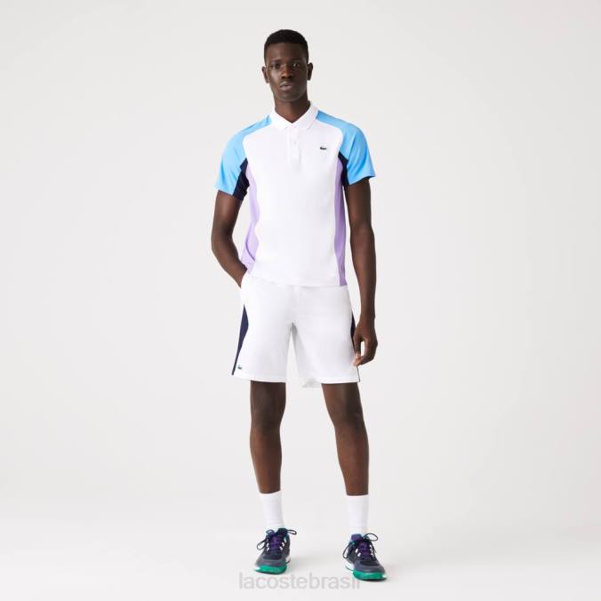 Lacoste homens shorts de tênis esportivos com ajuste regular e sem costura branco/azul marinho P2PX1330 roupas