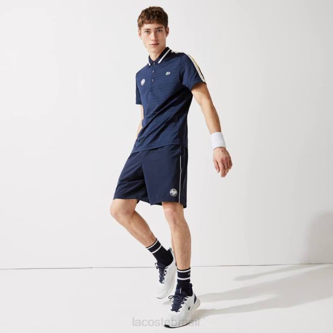 Lacoste homens shorts esportivos French Open Edition leves e elásticos azul marinho/branco P2PX1546 roupas