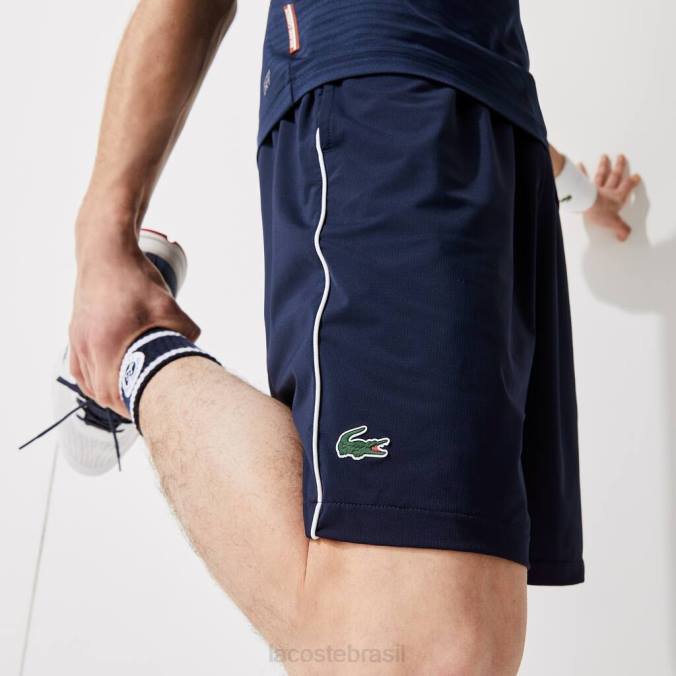 Lacoste homens shorts esportivos French Open Edition leves e elásticos azul marinho/branco P2PX1546 roupas