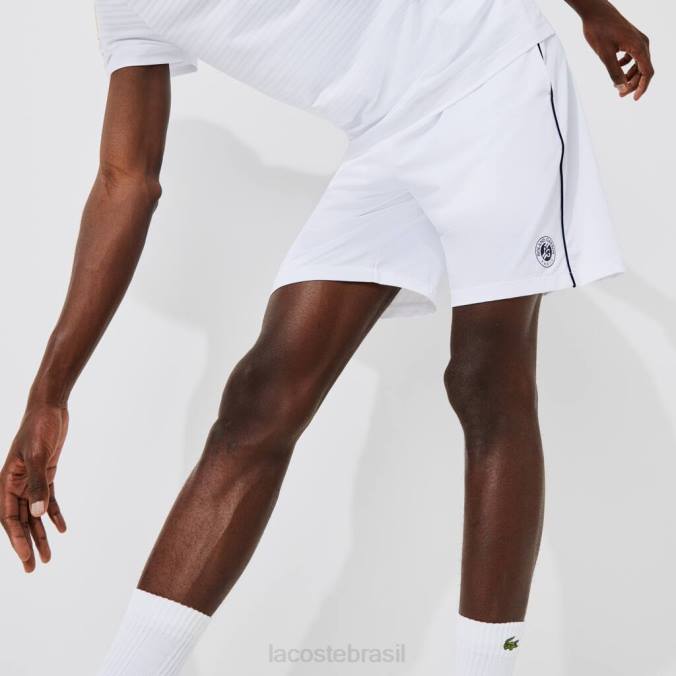 Lacoste homens shorts esportivos French Open Edition leves e elásticos branco/azul marinho P2PX1547 roupas