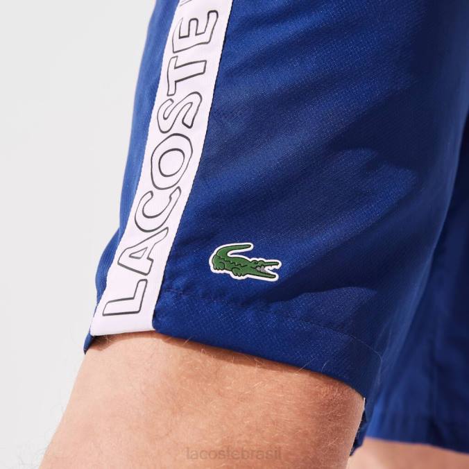 Lacoste homens shorts esportivos com faixas laterais Branco azulado P2PX1505 roupas
