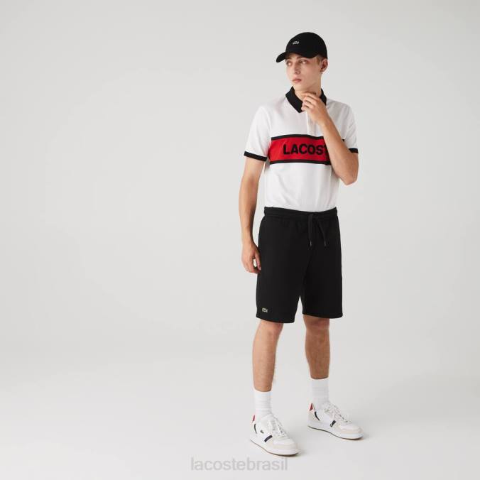 Lacoste homens shorts esportivos de lã para tênis preto P2PX1337 roupas