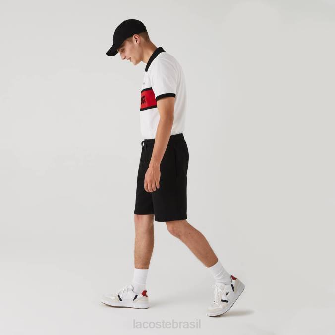 Lacoste homens shorts esportivos de lã para tênis preto P2PX1337 roupas