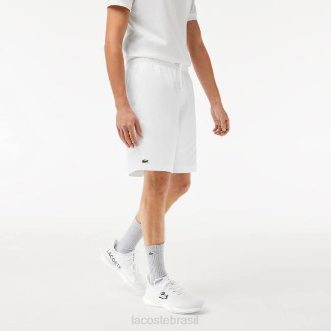 Lacoste homens shorts esportivos de tênis com tecido de diamante sólido branco P2PX1442 roupas
