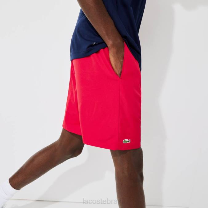 Lacoste homens shorts esportivos de tênis com tecido de diamante sólido vermelho P2PX1444 roupas