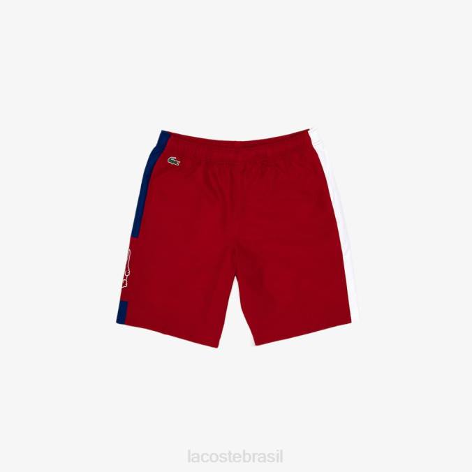 Lacoste homens shorts esportivos light colorblock vermelho/branco/azul/branco P2PX1625 roupas